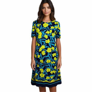 Draper James Mini Dress Small Black Floral Shift Sheath Career Romantic Preppy